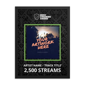 2500 Music Streams Framed Award