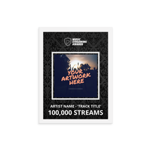 Load image into Gallery viewer, 100K Music Streams Framed Award
