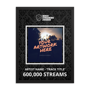 600K Music Streams Framed Award