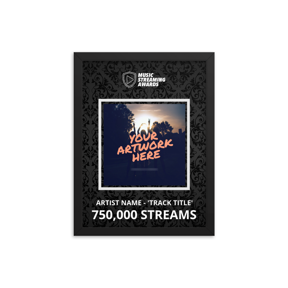 750K Music Streams Framed Award