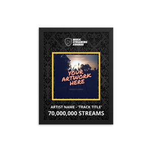 70 Million Music Streams Framed Award