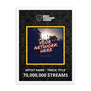 70 Million Music Streams Framed Award