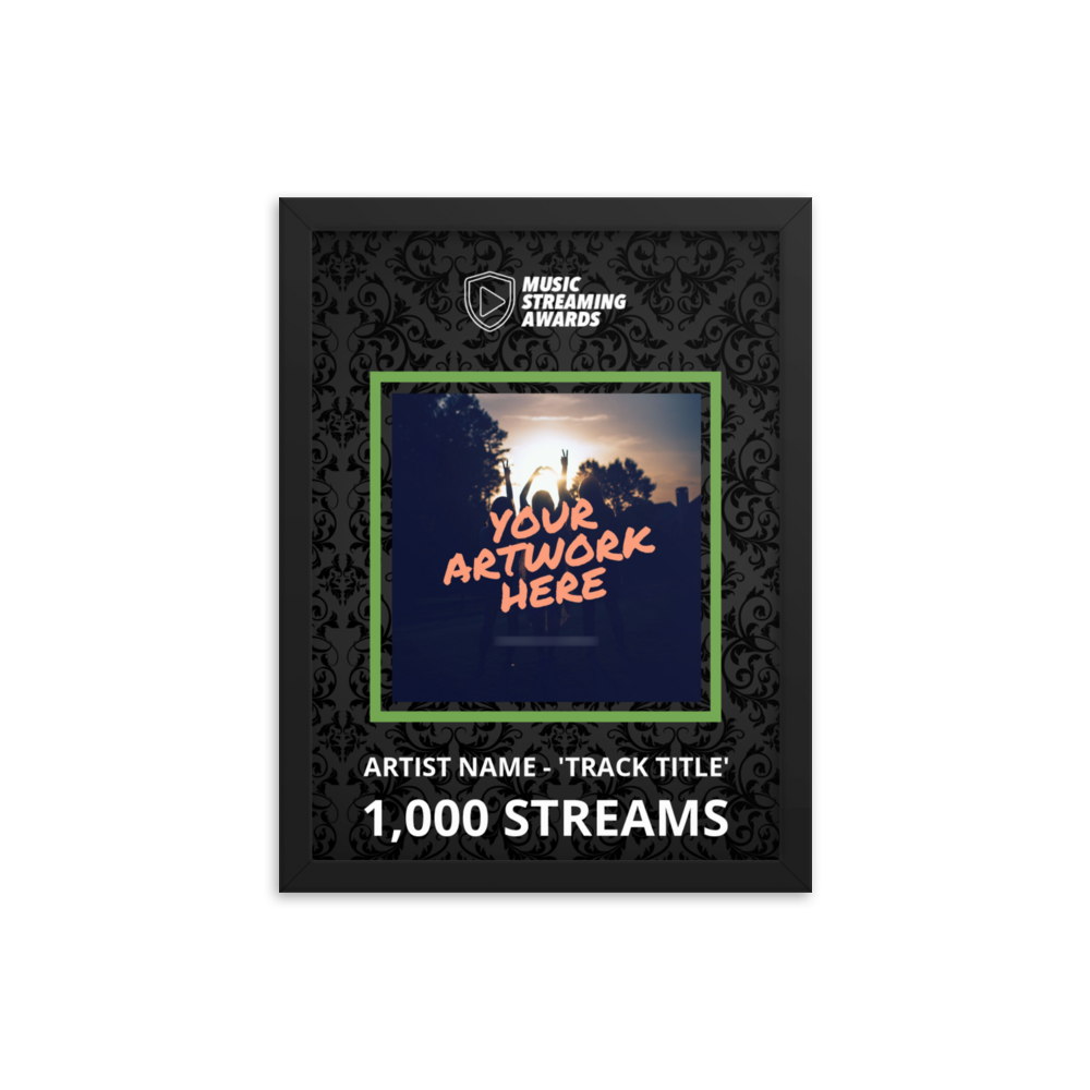 1000 Music Streams Framed Award