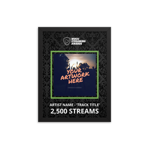 2500 Music Streams Framed Award