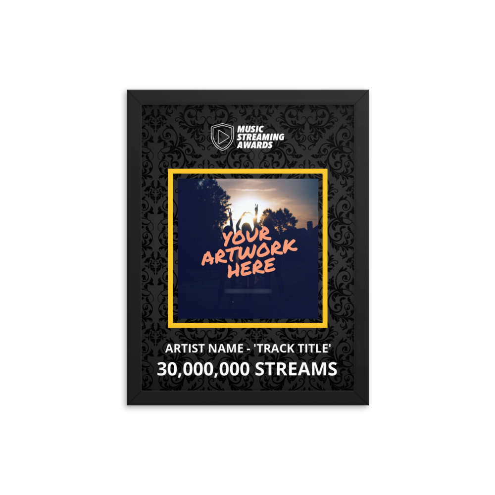 30 Million Music Streams Framed Award