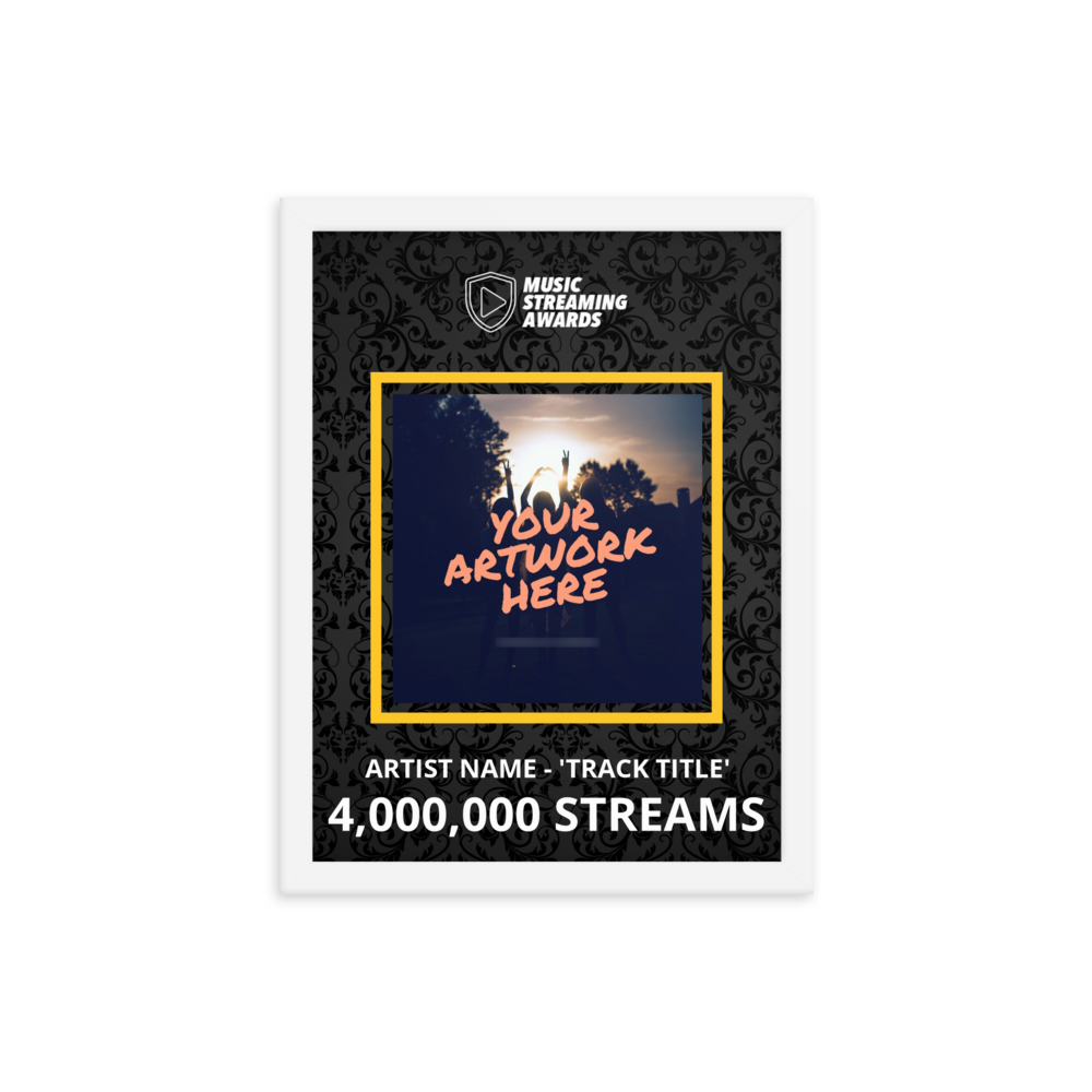 4 Million Music Streams Framed Award