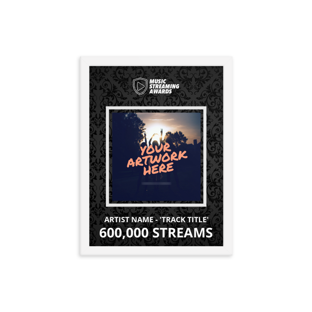 600K Music Streams Framed Award