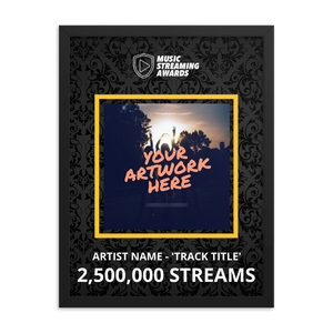 2.5 Million Music Streams Framed Award